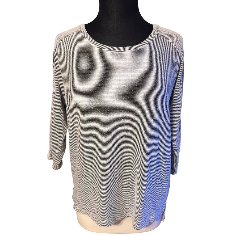 Artisan NY Striped 3/4 Sleeve Relaxed Fit Top Women's Size L Blue‎ White